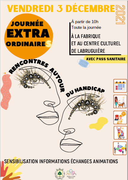 Journée « Extra ordinaires » sur le thème du Handicap le vendredi 03 décembre à Labruguière.