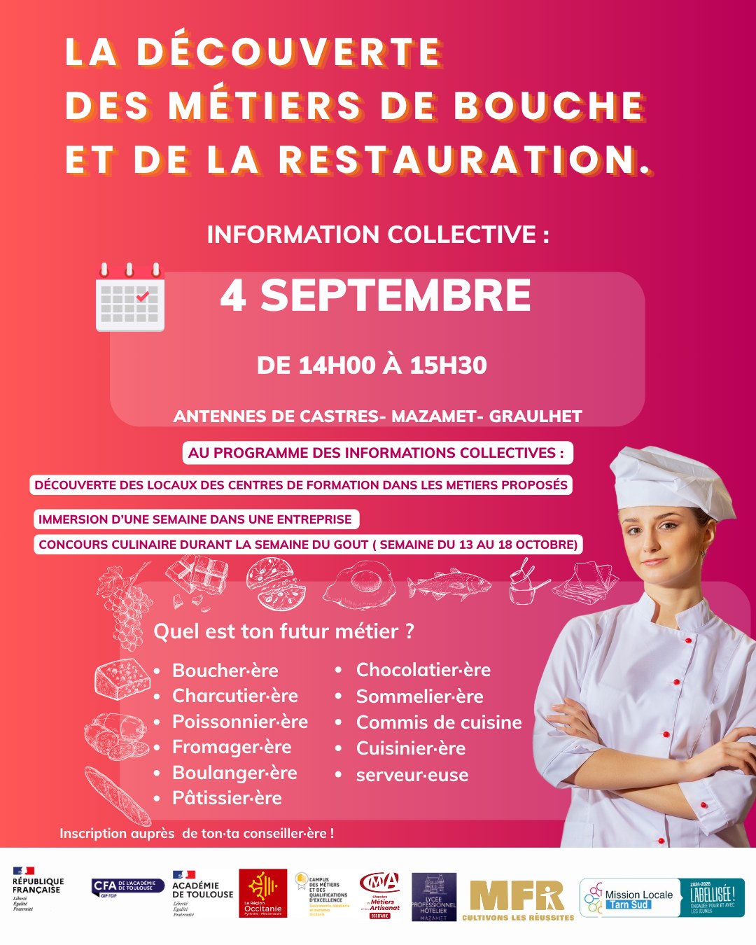 Viens découvrir les métiers de bouche et de la restauration !